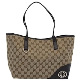 Gucci-GUCCI GG Lona Tote Bag Bege 169946 Auth ki3831-Bege