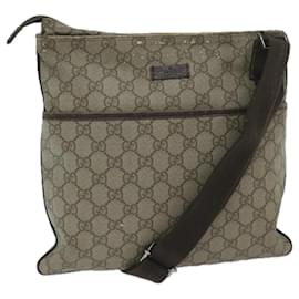Gucci-GUCCI GG Supreme Shoulder Bag PVC Leather Beige 141626 auth 60722-Beige