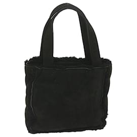 Chanel-CHANEL Hand Bag Fur Black CC Auth bs10437-Black