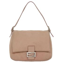 Fendi-FENDI Mamma Baguette Shoulder Bag Leather Pink Auth yk9735-Pink