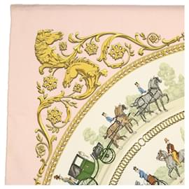 Hermès-HERMES CARRE 90 LA PROMENADE DE LONGCHAMPS Scarf Silk Pink Auth 60291-Pink