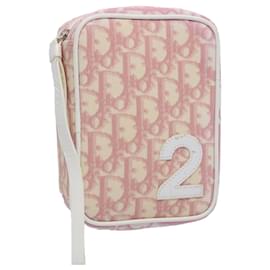 Christian Dior-Christian Dior Trotter Canvas Pouch Pink Auth bs10242-Pink