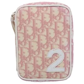 Christian Dior-Christian Dior Trotter Canvas Pouch Pink Auth bs10242-Rosa