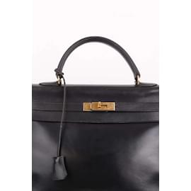 Hermès-KELLY HANDBAG 35 in leather-Black