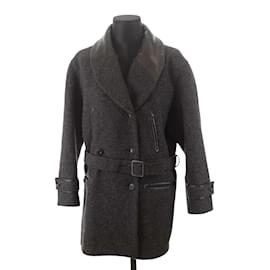 Kenzo-Manteau en laine-Gris anthracite