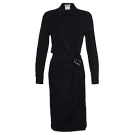Bottega Veneta-Bottega Veneta Hardware Detail Shirt Dress-Black