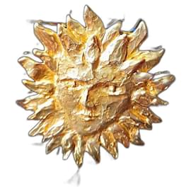 Yves Saint Laurent-Broche cara de sol YSL y Robert GOOSSENS-Gold hardware