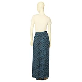 Kenzo-Kenzo Noir & Bleu Été Maxi Long Wrap Tie Viscose Jupe taille 36 W. Pochettes-Bleu