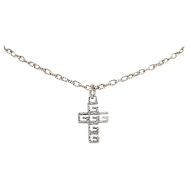 Gucci-Gucci Silver Square G Cross Pendant Necklace-Silvery