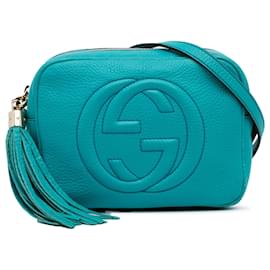 Gucci-Gucci Blue Small Soho Disco Crossbody Bag-Blue,Turquoise