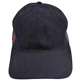 Gucci-Gucci GG Baseballkappe aus schwarzem Canvas-Schwarz
