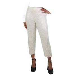 Autre Marque-Pantaloni color crema decorati con paillettes - taglia M-Crudo