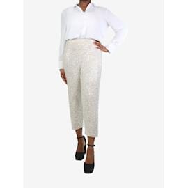Autre Marque-Pantaloni color crema decorati con paillettes - taglia M-Crudo