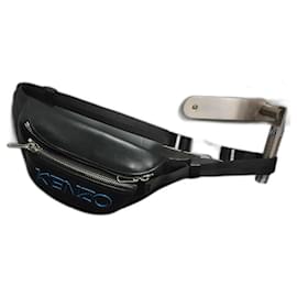 Kenzo-Kenzo fanny pack in black leather-Black,Blue