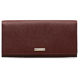 Burberry-Burberry Red Leather Long Wallet-Red,Other