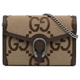 Gucci-Gucci Brown Mini Jumbo GG Dionysus Wallet on Chain-Brown