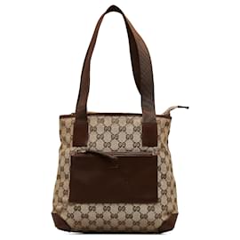 Gucci-Gucci Brown GG Canvas Handbag-Marrone,Beige