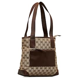 Gucci-Gucci Brown GG Canvas Handbag-Marrone,Beige