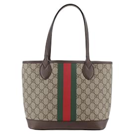 Gucci-Gucci petit cabas marron GG Supreme Ophidia-Marron,Beige