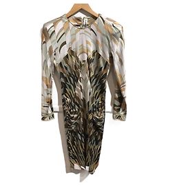 Robe LEONARD T.FR 40 Soie Beige