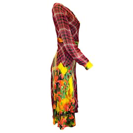 Autre Marque-Robe en crêpe de viscose bordée de soie imprimée multicolore Duro Olowu rouge-Rouge