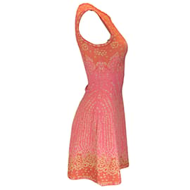 Missoni-Missoni Red / pink / Gold Metallic Sleeveless Knit Dress-Red