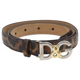 Dolce & Gabbana Cor preta/Cinto com fivela DG com estampa de leopardo marrom Preto