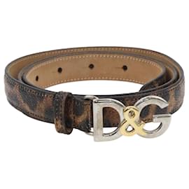 Dolce & Gabbana-De color negro/Cinturón con hebilla DG y estampado de leopardo marrón-Negro