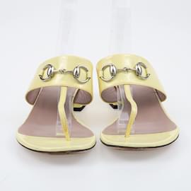 Gucci-Yellow Horsebit Thong Sandals-Yellow