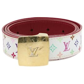 Louis Vuitton-Cinturón con monograma y corte LV en blanco y multicolor-Multicolor