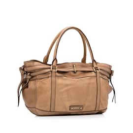 Burberry-Tan Burberry Bridle Leather Tote-Camel