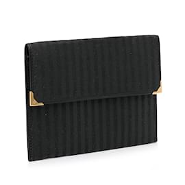 Fendi-Black Fendi Striped Canvas Clutch-Black