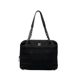 Chanel-Black Chanel Cotton Choco Bar Shoulder Bag-Black