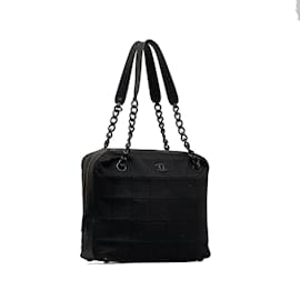 Chanel-Black Chanel Cotton Choco Bar Shoulder Bag-Black