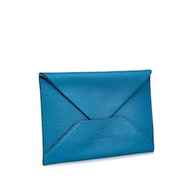Hermès-Blue Hermes Swift Le Sens De L'Objet Envelope Card Case-Blue