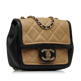 Chanel-Brown Chanel Mini Square Graphic Flap Crossbody Bag-Brown
