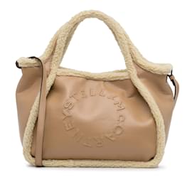 Stella Mc Cartney-Bolso satchel tostado con logo Stella de piel de oveja Stella McCartney-Camello