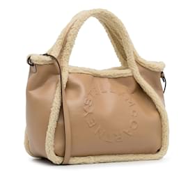 Stella Mc Cartney-Bolso satchel tostado con logo Stella de piel de oveja Stella McCartney-Camello