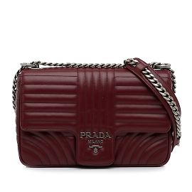Burgundy Prada Medium Soft Calf Impunture Diagramme Bag Dark red