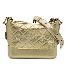 Chanel-Borsa a tracolla Gabrielle piccola metallizzata Chanel dorata-D'oro