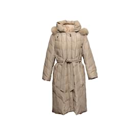 Balmain-Vintage Beige Balmain Fur-Trimmed Puffer Coat Size US S-Beige