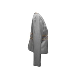 Valentino-Giacca vintage grigia in lana e cashmere decorata Valentino taglia US 10-Grigio