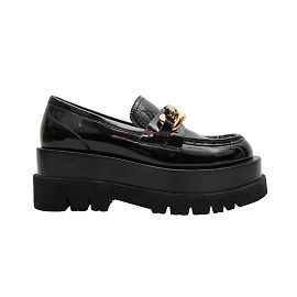 Black Jeffrey Campbell Patent Platform Loafers Size 38 Black