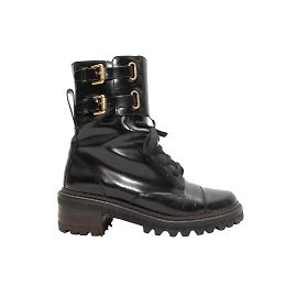 See by Chloé Black See by Chloe Buckle Combat Boots Size 37.5 Black