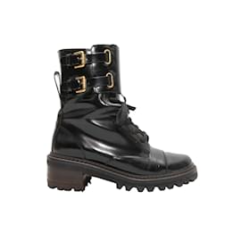 See by Chloé-Black See by Chloe Buckle Combat Boots Size 37.5-Black