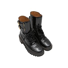 See by Chloé-Black See by Chloe Buckle Combat Boots Size 37.5-Black