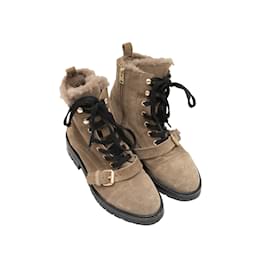 Autre Marque-Taupe AllSaints Suede Combat Boots Size 38-Other