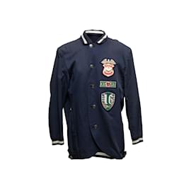 Autre Marque-Vintage Navy & Multicolor Kansai Yamamoto Patch-Embellished Jacket Size US M-Navy blue