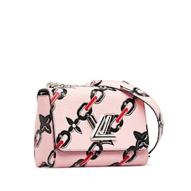 Louis Vuitton-Pink Louis Vuitton Epi Flower Chain Twist MM Crossbody Bag-Pink
