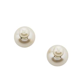 Dior-White Dior Faux Pearl Clip On Earrings-White